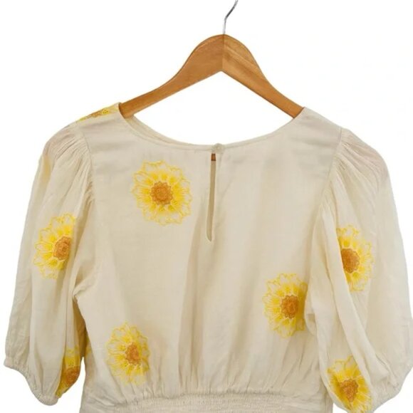 FREE PEOPLE Boho My Girl Blouse Sunflower Ivory Beige Size XS NWT - Picture 4 of 7